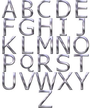 3d silver alphabet isolated in white