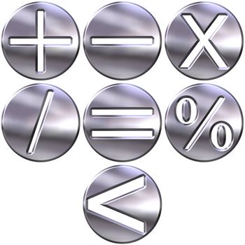 3d silver math symbols isolated in white