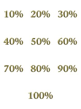 3d golden percentages isolated in white