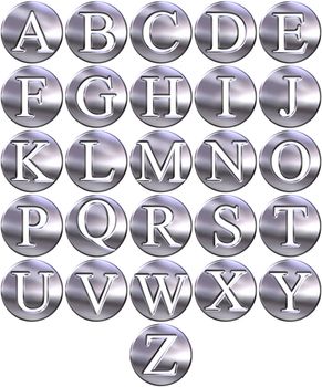 3d silver framed alphabet isolated in white