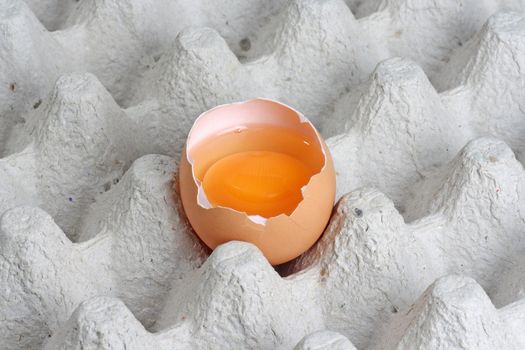 Brown eggs in detail on a tray