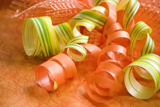 orange decorated gift box with ribbon