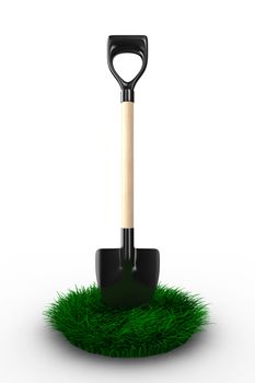 Shovel on white background. garden tool. Isolated 3D image