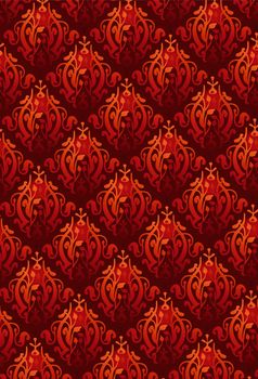 Damask Style Pattern Background - Red Texture