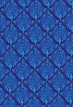 Damask Style Pattern Background - Blue Texture