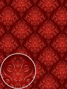 Damask Style Pattern Background - Red texture