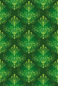 Damask Seamless Pattern Background - Green texture