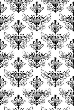 Damask Seamless Pattern Background - BW texture