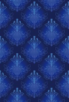 Damask Seamless Pattern Background - blue texture