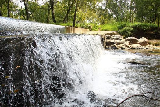 Layered waterfall in a park in South Africa