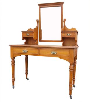 Antique Dressing Table with Mirror Isolated with clipping path    