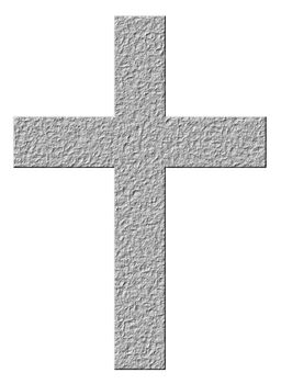 3d stone cross isolated in white