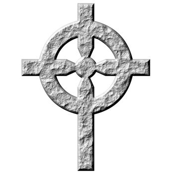 3d stone celtic cross isolated in white