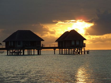 A beautiful tropical sunset, glowing in amazing warm colours