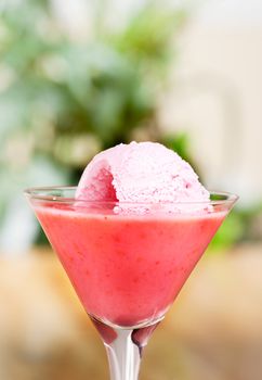 A summer treat - strawberry ice cream smoothie