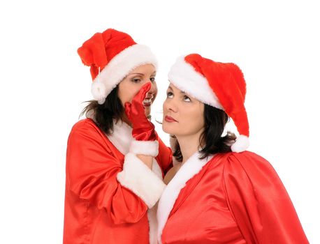 two woman santa isolated on white background