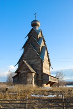 Wooden orthodox church on lake Peno in the Tver area.