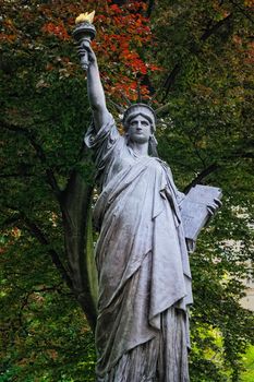 Original statue of Liberty by French sculptor Frédéric Auguste Bartholdi. Jardin de Luxembourg in Paris
