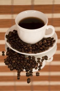 Cup of fresh coffee on white background