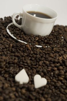 Cup of fresh coffee on white background