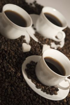 Cup of fresh coffee on white background