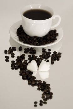 Cup of fresh coffee on white background