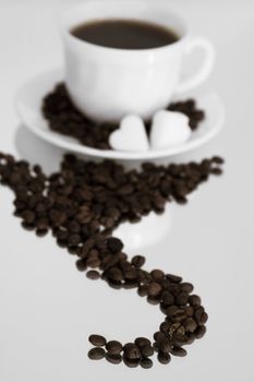 Cup of fresh coffee on white background