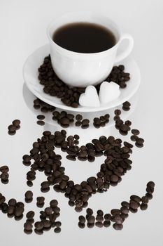 Cup of fresh coffee on white background