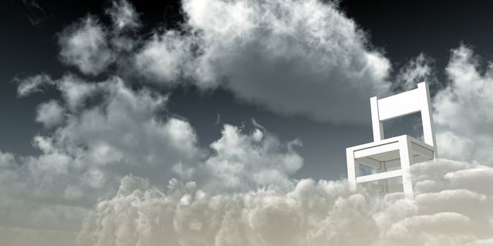 lonely white chair at clouds - 3d illustration