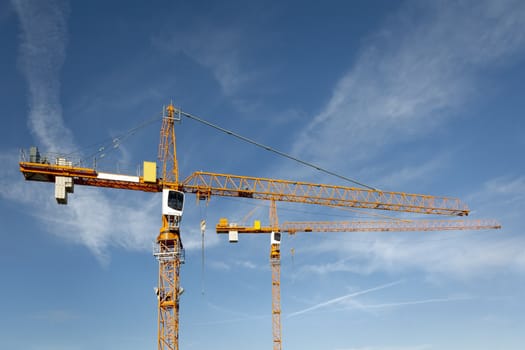 An image of a two orange crane