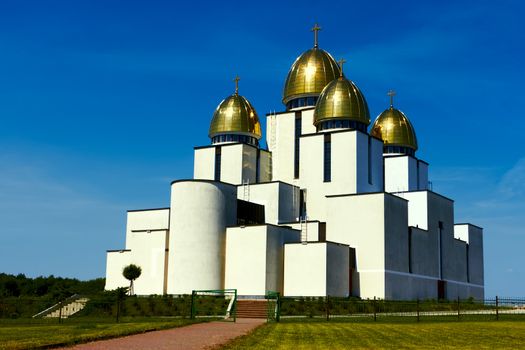 Great modern Church in the neighborhood Sykhiv. Lviv, Ukraine