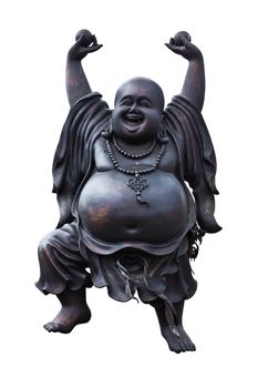 a happy laughing buddha on white background