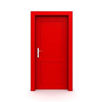 single red door closed - door frame only, no walls