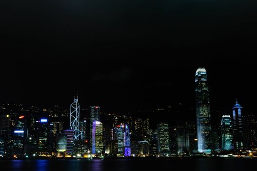 Hong Kong skyline during night with spectatular lights