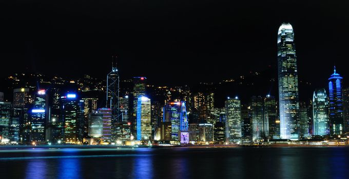 Hong Kong skyline during night with spectatular lights