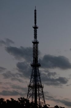 A telecommunication tower during dusk time