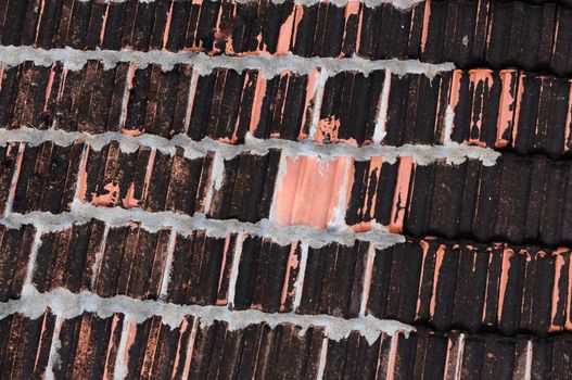 Detailed roof patterns in a old fashioned house
