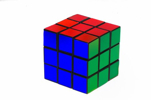 A colored cube isolated on white background
