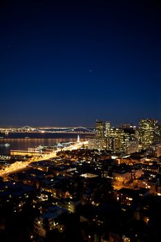 Oakland Bridge and the Embarcadero in San Francisco