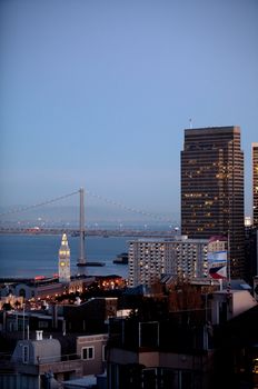 An evening cityscape of San Fracisco