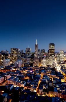 Night cityscape of San Francisco business district