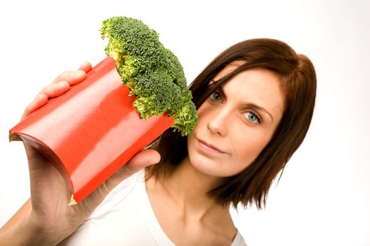 A female with a fast food healthy snack