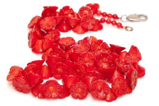 Red Coral Beads isolated on the white background