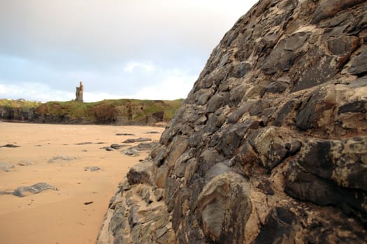 ballybunion beach with the famous castle on the cliffs