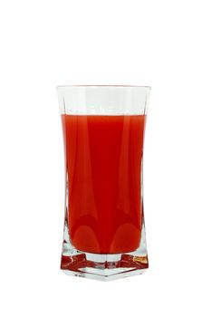Single glass with red drink isolated on white
