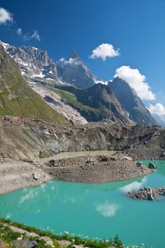 little morainic lake in Italian alps near Courmayeur, Italy