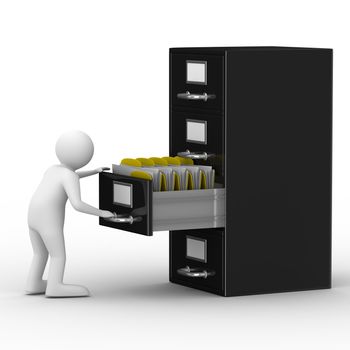 Filing cabinet on white. Isolated 3D image
