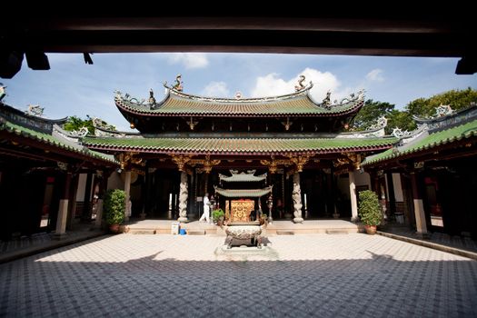 A buddhist temple courtyard, asian architecture