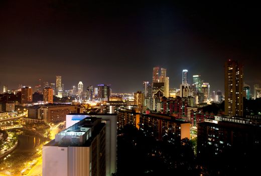 A cityscape of singapore at night