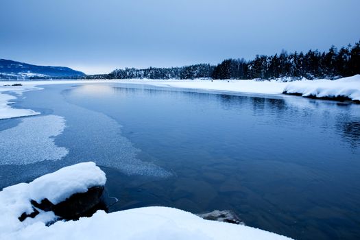 A frozen lake in Norway